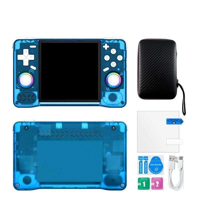 XF40H Handheld Game Console Open Source Linux System 4.0inch IPS Screen 30+Emulators Pocket Video Player Game 4000mAh (64G Translucent Blue)