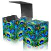 ACWDMKH Card Deck Box for MTG Commander,Collectible Trading Storage Box Fits 120+ Single Sleeved Cards Magnetic Case PU Leather for Magic Commander TCG CCG MTG,Peacock Feathers view 1