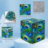 ACWDMKH Card Deck Box for MTG Commander,Collectible Trading Storage Box Fits 120+ Single Sleeved Cards Magnetic Case PU Leather for Magic Commander TCG CCG MTG,Peacock Feathers view 2