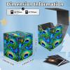 ACWDMKH Card Deck Box for MTG Commander,Collectible Trading Storage Box Fits 120+ Single Sleeved Cards Magnetic Case PU Leather for Magic Commander TCG CCG MTG,Peacock Feathers view 4