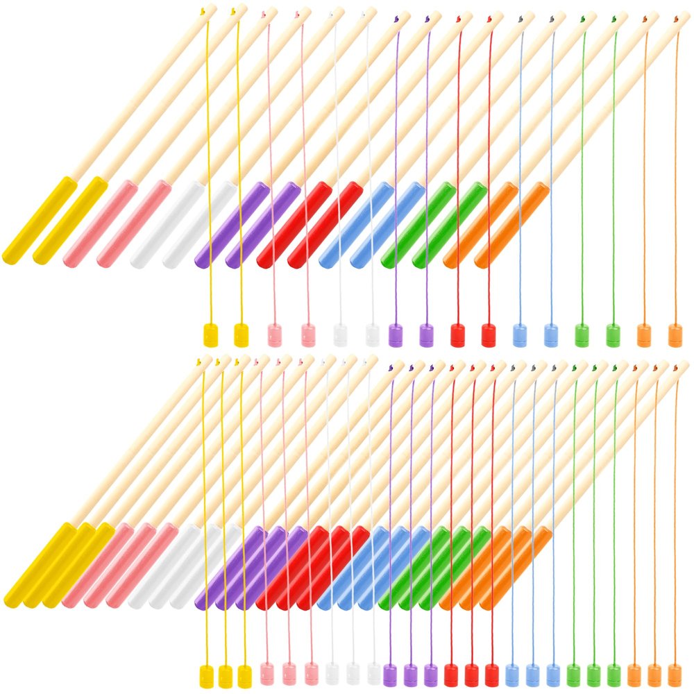 Feradny 40 Pcs 10 Inch Kids Magnetic Fishing Poles Wooden Magnetic Fishing Rods Colorful Wooden Fishing Games for Kindergarten Boys Girls Fishing Game Birthday Gifts, 8 Colors