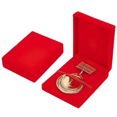 FINGERINSPIRE 2Pcs Single Velvet Medal Display Storage Box, FireBrick Small Single PU Pin Display Box Case for Runners All Sports Winners Military Awards Gift Badges Collectible and Medals Storage
