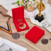 FINGERINSPIRE 2Pcs Single Velvet Medal Display Storage Box, FireBrick Small Single PU Pin Display Box Case for Runners All Sports Winners Military Awards Gift Badges Collectible and Medals Storage view 4