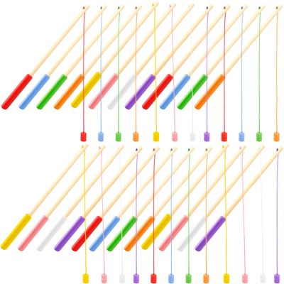 Feradny 24 Pcs 10 Inch Kids Magnetic Fishing Poles Wooden Magnetic Fishing Rods Colorful Wooden Fishing Games for Kindergarten Boys Girls Fishing Game Birthday Gifts, 8 Colors