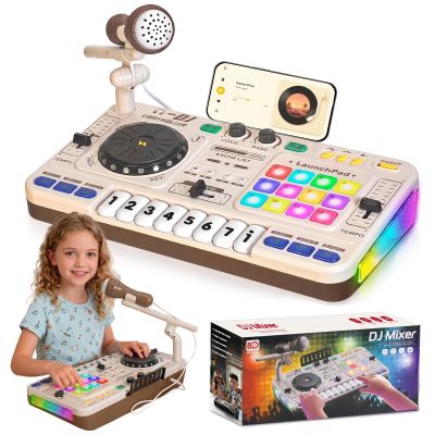 Tsomtto Kids DJ Mixer Table Musical Toy with Lights & Bluetooth