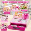 Wee Wonders Wooden Cash Register for Kids with Real Calculator, Rechargeable Cash Register Toy with Scanner/Play Money/Food/Credit Card/Menu, Pretend Play Toys Gifts for Boys Girls Ages 3-8,Color view 2