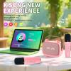 Wisoqu Mini Karaoke Machine forPortable Bluetooth Speaker with 2 Wireless Microphone, Colorful Light, 5 Sound Modes, for Family Home Party (Pink) view 2