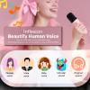 Wisoqu Mini Karaoke Machine forPortable Bluetooth Speaker with 2 Wireless Microphone, Colorful Light, 5 Sound Modes, for Family Home Party (Pink) view 3