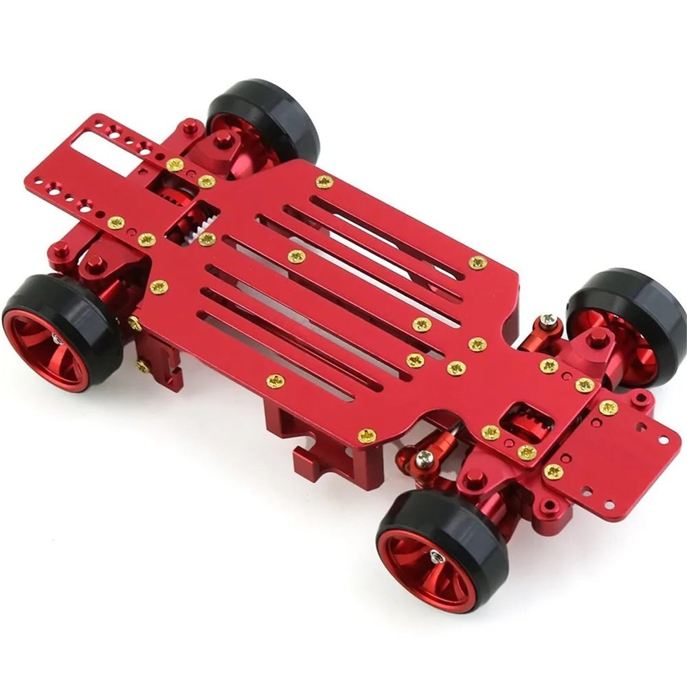 DAIHAOUU Metal 1/28 4X4 RC Car Frame Equipment for Mosquito Drift Racing Car TS for 1/28 for Wltoys 284131 K969 K989 MINI-Q Accessories Kits(Red)