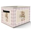 Likjad Bunny Nursery Storage Bins Basket, Toybox for Girls Room, Rustic Rabbit Neutral Checkered Collapsible Fabric Storage Box Organizer for Bedroom Bathroom Clothes Books Toys view 1
