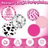 147pcs Cowgirl Birthday Party Decorations, Disco Cowgirl Party Decorations Includes Banner, Garland, Plates, Napkins, Cups, Forks, Tablecloths and Balloons for Western Cowgirl Party (Serves 24) view 3