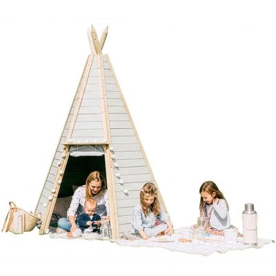 Plum Wooden Teepee Tent for Kids, Outdoor Toddler Playhouse, Fort, Play House for Boys Girls, Wood Frame Kids Tent, Cone Shaped Hideaway, Blank Canvas, Easy Setup, Sturdy, Weatherproof, Age 3+ (Large)