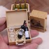 1:12 Mini Dollhouse Accessories Set Which Including 2 Red Wine Bottles Glasses Bottles and A Case,Miniaure Scene Model for Dollhouse Decor and Dollhouse Furniture view 3