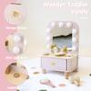 Freniland Wooden Toddler Vanity with Mirror and Light ,Kids Make Up Toy Set,11 Pcs Dressing Table Toy Includes Beauty Salon Set and Makeup Accessories,Pink Vanity for Girls Ages 3+ view 3