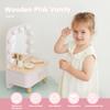 Freniland Wooden Toddler Vanity with Mirror and Light ,Kids Make Up Toy Set,11 Pcs Dressing Table Toy Includes Beauty Salon Set and Makeup Accessories,Pink Vanity for Girls Ages 3+ view 4