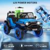 12V Kids Ride on Car Truck, Kids Electric Vehicles Car Ride on Toy Extra Wide Seat and Legroom for Toddlers with Remote Control, 3 Speeds, LED Light, Music, USB for Children 3-6 Years, Blue view 4
