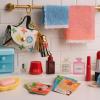 87Pcs Dollhouse Miniature Bathroom Accessories Cosmetic & Toilet Pretend Play Mini Makeup Set with Shampoo Perfume Hair Dryer Comb Purse Decor DIY Doll Backpack Glasses Photo Frame Salon Spa view 2