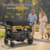 TOLEAD Wagon Stroller for 4 Kids, Foldable 4 Seats Outdoor Stroller Wagon with Canopy, Adjustable Handlebars, 5-Point Safety Harness, Detachable Tray, Portable Bag (Black) view 2