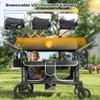 TOLEAD Wagon Stroller for 4 Kids, Foldable 4 Seats Outdoor Stroller Wagon with Canopy, Adjustable Handlebars, 5-Point Safety Harness, Detachable Tray, Portable Bag (Black) view 3