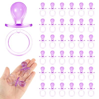 36 Pieces Acrylic Pacifiers for Baby Shower Games Girl, 2.5'' Baby Shower Pacifiers, Bulk Pacifier for Hunt Games, Gender Reveal Table Scatter, Party Favors Decoration(Purple)