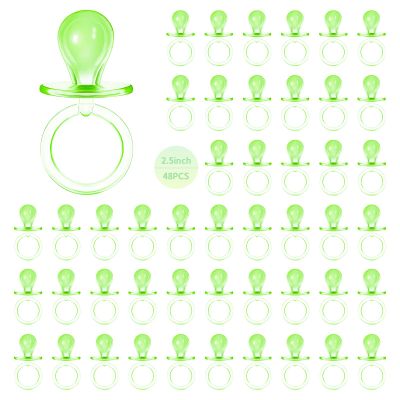 48 Pcs Pacifiers for Baby Shower Game, 2.5 Inch Large Size Plastic Pacifiers Baby Shower Games Pacifier Hunt Decoration DIY, Gender Reveal Table Scatter, Party Favors(Green)