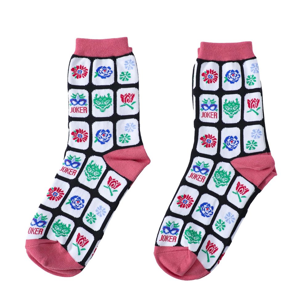 2 Pack of Mahjong Socks, Mah Jong Themed Socks with Classic Patterns, Mahjong Accessories for Lovers