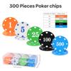 300Pcs Plastic Denomination Poker Chips Set with Storage Box for Blackjack, Texas Hold'em, Night Poker Games view 2