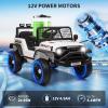 12V Kids Ride on Car Truck, Kids Electric Vehicles Car Ride on Toy Extra Wide Seat and Legroom for Toddlers with Remote Control, 3 Speeds, LED Light, Music, USB for Children 3-6 Years, White view 4