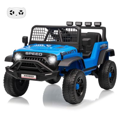 12V Kids Ride On Truck Car w/Parent Remote Control, 3 Speeds, Emergency Braking, LED Lights, Music & Horn, Kids Electric Vehicles for Boy Girl Gift, Blue