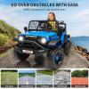 12V Kids Ride On Truck Car w/Parent Remote Control, 3 Speeds, Emergency Braking, LED Lights, Music & Horn, Kids Electric Vehicles for Boy Girl Gift, Blue view 4