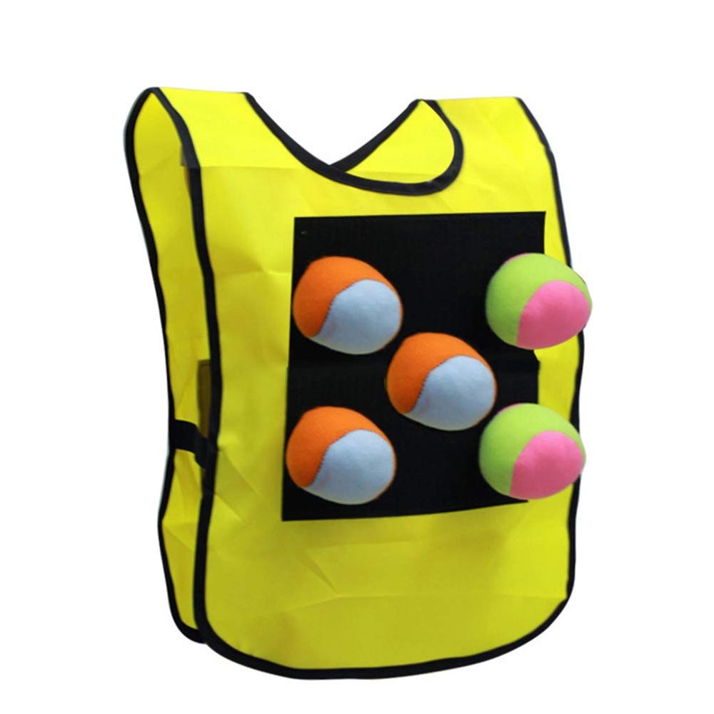 NOENNULL Stick Ball Vest Dodgeball Game Sticky Target Ball Vest Outdoor Game Props with 5 Balls for Kids Children (B)