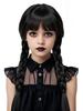 HORTYZON Brown Wig for Girls Kids Long Wavy Curly Middle Part Costume Wig Princess Halloween Party Hair (Black/Braided) view 1