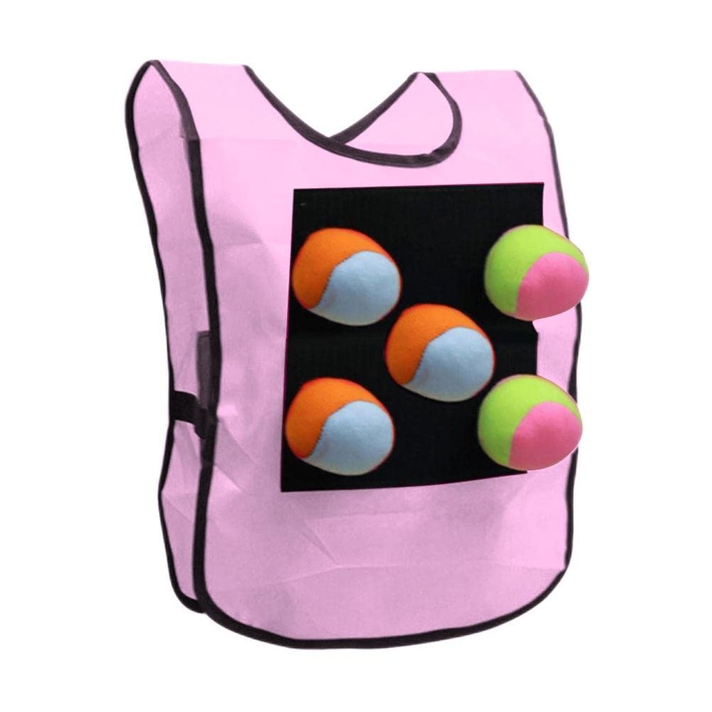 NOENNULL Stick Ball Vest Dodgeball Game Sticky Target Ball Vest Outdoor Game Props with 5 Balls for Kids Children (A)