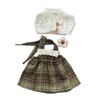 LICHADUOLE 9-12"/30cm Teddy Bear Outfit: Medium Bashful Bunny Plaid Dress & Bumbly Bear Knit Set with Crochet Hair Clip 3-Piece for 10inch Stuffed Animals(NO Doll) view 1
