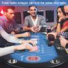 qorkhogr 71 Foldable Inch Poker Table, 8 Player Poker Table, Texas Holdem Tables with Collapsible Legs, Padded Rail for Home or Game Room Blue view 2