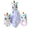 Baby Toy Kit Security Blanket, Soft Rattle, and Snuggly Plush Toy Safe, Stimulating, and Gentle Ideal for Newborns and Baby Shower Gift Blanket to Cuddle (Sweet White Unicorn) view 1