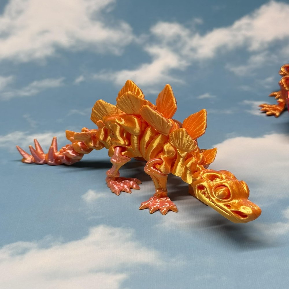 3D Articulated Dinosaur Skeleton Model, Plastic, Ideal for Birthday and Tailgate Parties, No Batteries Required, Festive Decorations, Joint Simulation (Pink&Gold)