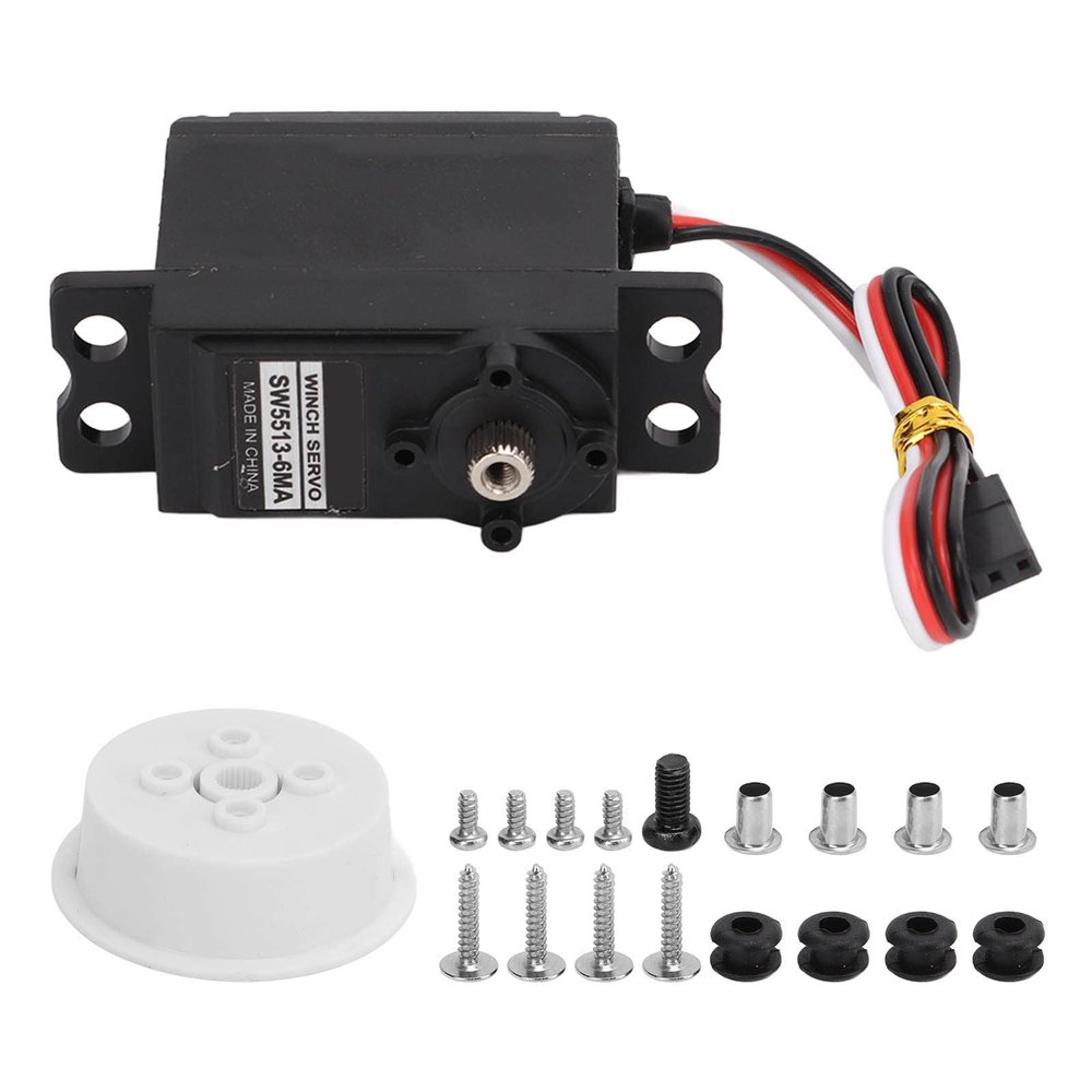 Black Alloy Servo Motor Gear for RC Boats, Sail Winch Analog Servo with Metal Gears, DC Motor for Cable Retractor