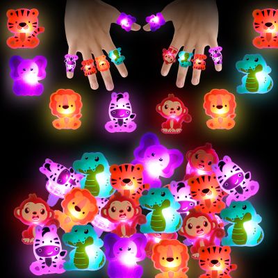 Threelf Animal Finger Lights Jungle Safari Party Favors,Animal Themed Jungle Safari Birthday Decorations Parties Supplies,Wild One Party Favors (Tiger Elephant Lion Zebra Monkey Crocodile)