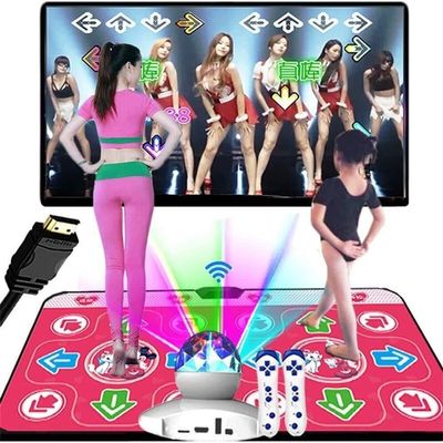 Double Dance Mat, HDMI Wireless Dance Mat, Massage Dance Blanket Soundproof Game Pad,TV Computer Dual Use Somatosensory Dance Mats(Pink)