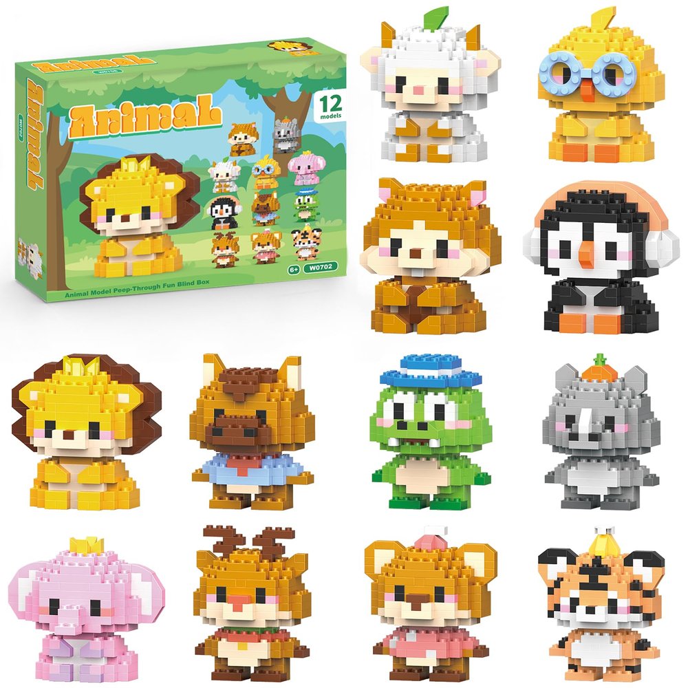 APENGBAOL 12 Pack Animals Building Block Sets,Micro Mini Animals Party Favors for Kids, Birthday Gift for Boy Girl(1,691 Pieces)