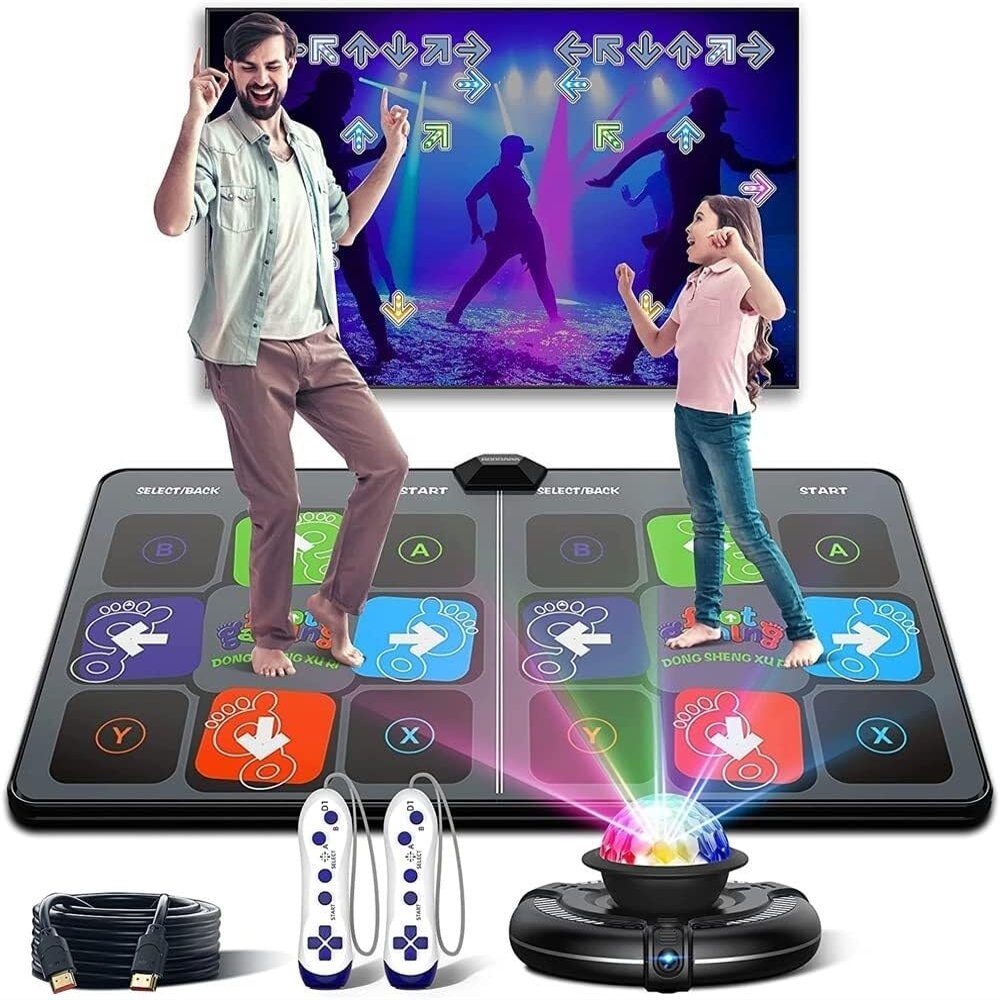 Double Dance Mat for Kids Adults, HDMI Wireless Musical Electronic Dance Mat with HD Camera, Yoga Fitness Double Dancing Step Floor Mat, 2 Game Pass,Camera Colorful Lamp for Adults and Children
