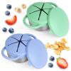 2 Pack Snack Cups for Toddlers Spill Proof - Detachable Stainless Steel Toddler Snack Cups with Silicone Lids & Handles - Dishwasher Safe Snack Container for Mess-Free SnackingBlue-purple and Green) view 1