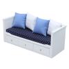 1/12 Scale Miniature Sofa for Dollhouse, Birch and Cloth Material, Simulation Sofa with Cotton Filling, Exquisite Design, Opens Drawer Feature, 4 Pillow Decorations, Mini view 3