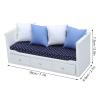 1/12 Scale Miniature Sofa for Dollhouse, Birch and Cloth Material, Simulation Sofa with Cotton Filling, Exquisite Design, Opens Drawer Feature, 4 Pillow Decorations, Mini view 4