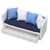 1/12 Scale Miniature Sofa for Dollhouse, Birch and Cloth Material, Simulation Sofa with Cotton Filling, Exquisite Design, Opens Drawer Feature, 4 Pillow Decorations, Mini view 2