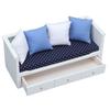 1/12 Scale Miniature Sofa for Dollhouse, Birch and Cloth Material, Simulation Sofa with Cotton Filling, Exquisite Design, Opens Drawer Feature, 4 Pillow Decorations, Mini view 3