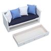 1/12 Scale Miniature Sofa for Dollhouse, Birch and Cloth Material, Simulation Sofa with Cotton Filling, Exquisite Design, Opens Drawer Feature, 4 Pillow Decorations, Mini view 4