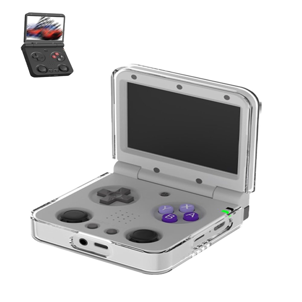 Compatible with Miyoo Flip V2 & Miyoo Flip Retro Game Console,UYRUREL PC Material Split Shell, Shock-Absorbing and Anti Drop Comprehensive Protection,Clear
