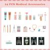 Costzon 2 in 1 Wooden Doctor Playset, Role Play Medical Toy w/24 Medical Accessories, Stethoscope, ECG Monitor, X-Ray Film, Exam Area, Hospital Pretend Playset for Toddlers 3+ Years Old (Pink) view 2